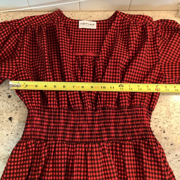 First Love Plaid Check Midi/Maxi Dress Size Small Red & Black - Picture 6 of 10